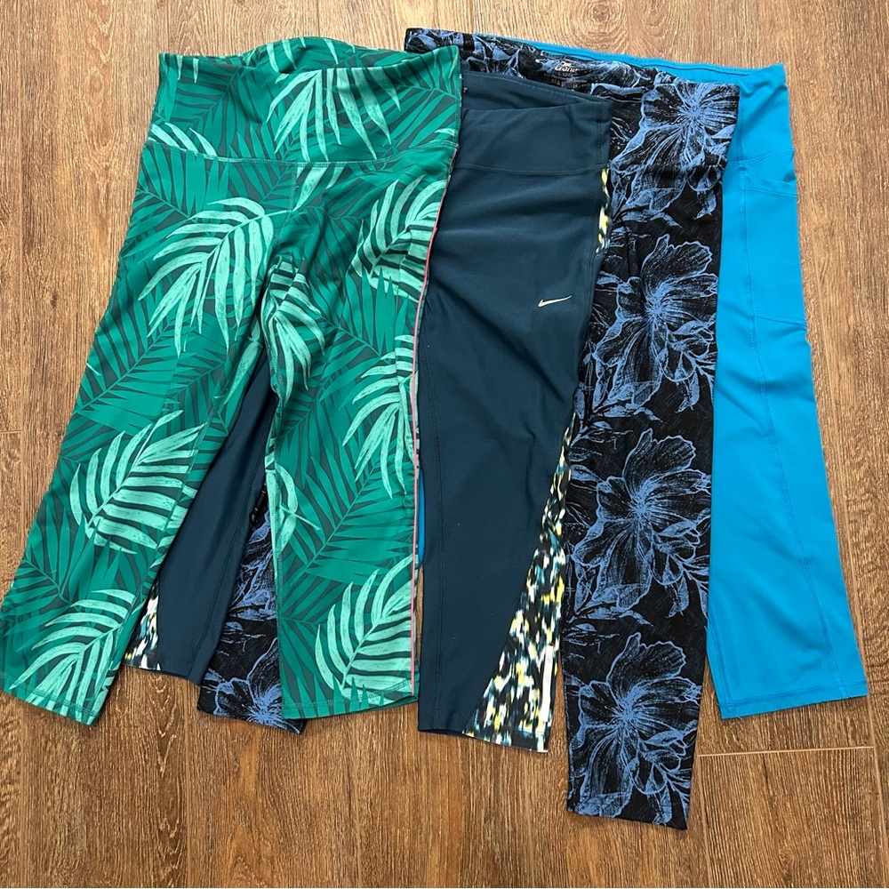 4 pairs Nike Old Navy Crane Avia Multicolor Leggings Set Size Large